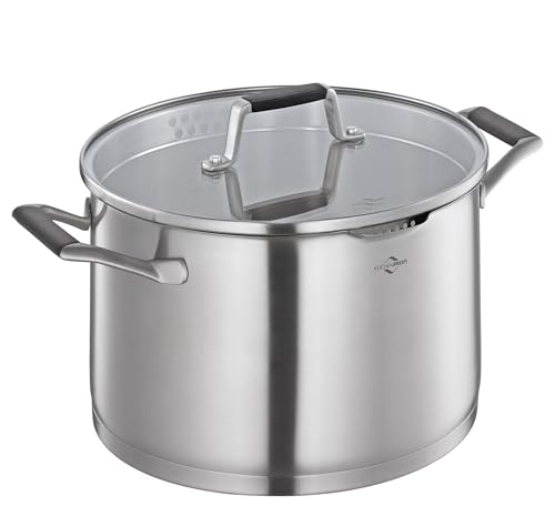 Küchenprofi COOK Kochtopf BOLOGNA | Edelstahl Schmortopf mit Deckel aus Sicherheitsglas | Induktionsgeeignet | Ausgießer | Topf mit feinem und groben Sieb | Mehrschichtboden | Ø 24 cm von Küchenprofi