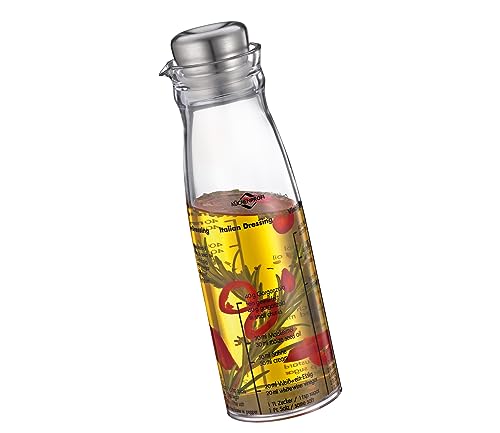 Küchenprofi Dressing Shaker | 250ml | aus Kunststoff mit Edelstahl Deckel | Messbecher | mit Ausgießer und Rezepten für Salatdressing, Silber / Transparent von Küchenprofi