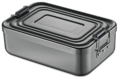 Küchenprofi Lunchbox aus Aluminium | für Erwachsene und Kinder | Brotdose mit Fächern, verstellbar | mit Silikondichtung | 18 × 12 × 5,5 cm | anthrazit von Küchenprofi
