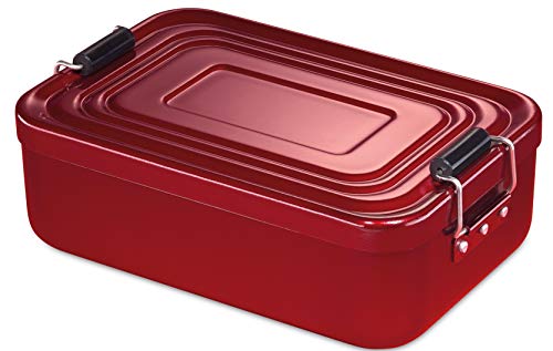 Küchenprofi Lunchbox aus Aluminium | für Erwachsene und Kinder | Brotdose mit Fächern, verstellbar | mit Silikondichtung | 23 x 15 x 7 cm | rot von Küchenprofi