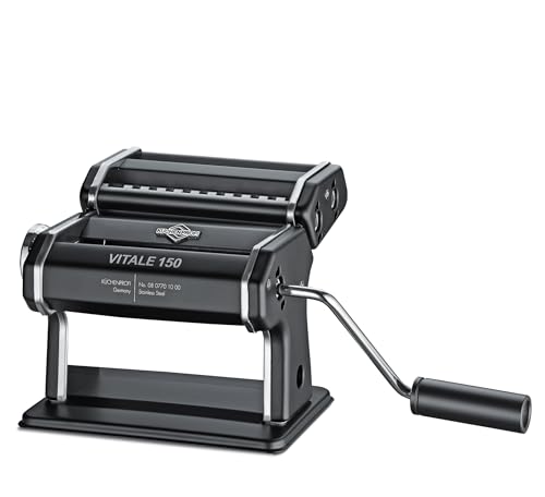 Küchenprofi Nudelmaschine Manuell Vitale | Pulverbeschichteter Edelstahl Rostfrei/Aluminium | Inkl. Teigrad | Große Tischklemme | 7 Teigstärken | 3 Aufsätze | Pasta Maker, Schwarz Küchenprofi Nudelmaschine Manuell Vitale | Pulverbeschichteter Edelstahl Rostfrei/Aluminium | Inkl. Teigrad | Große Tischklemme | 7 Teigstärken | 3 Aufsätze | Pasta Maker, Schwarz von Küchenprofi