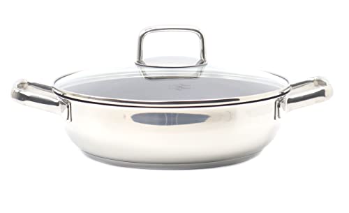 Küchenprofi PISA Servierpfanne | 3 Liter Ø 28 cm | Pfanne mit zwei Seitengriffen | Edelstahl Pfanne | Für alle Herdarten inkl. Induktion | Backofenfest bis 220°C / Glasdeckel bis 180°C von Küchenprofi