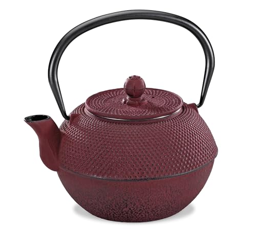Küchenprofi TEA Teekanne YASMIN | Rot | Emailliertes Gusseisen | 800 ml (6 Tassen) | Integrierter Edelstahl-Filter | Asiatisches Design | Langlebiges Material von Küchenprofi