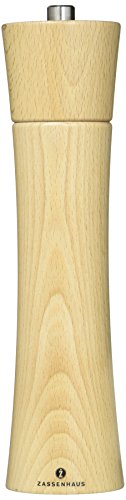 Zassenhaus Pfeffermühle Holz FRANKFURT , Buche natur , mit stufenlos verstellbarem Keramikmahlwerk , befüllte Gewürzmühle , Ø 5,5 × 24 cm von Küchenprofi