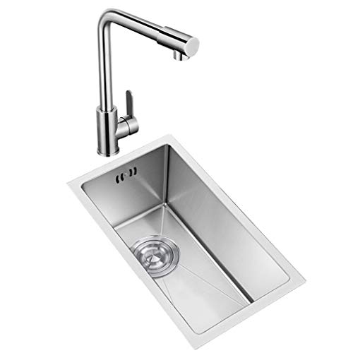 Küchenspülen Rechteckspüle Edelstahlspüle Mini Waschbecken Haushaltsgeschirrspülbecken Kleine Spüle Mit Heißem Und Kaltem Wasserhahn (Color : Silver, Size : 34x21x14cm) von SINK