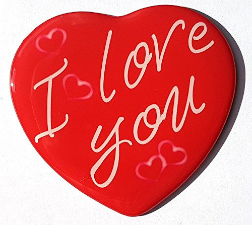 Kühlschrankmagnet in Herzform mit 3D-Aufkleber ca. 67 x 62 mm - vers. Motive"Ich liebe Dich oder I love you" (kmH008) von Kühlschrankmagneten