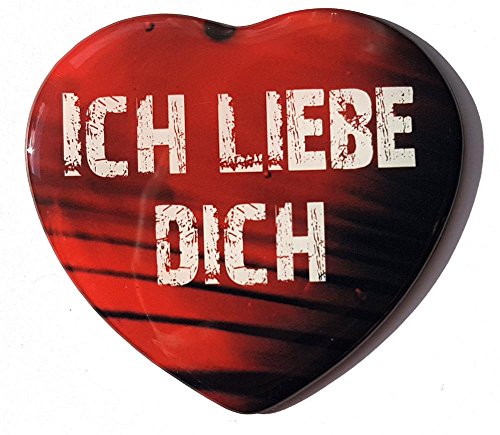Kühlschrankmagnet in Herzform mit 3D-Aufkleber ca. 67 x 62 mm - vers. Motive "Ich liebe Dich oder I love you" (kmH012) von Kühlschrankmagneten