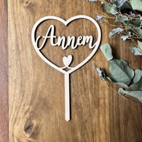 Anneler Günü Kutlu Olsun | Teşekkürler Hediye Geschenk Zum Muttertag Pflanz-stecker| Für Pflanzen Und Blumen Cake Topper Holz von Kuekenwald