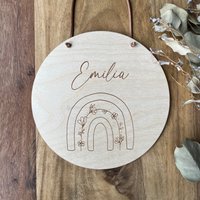 Namensschild Kinderzimmer Rund Aus Holz Mit Regenbogen Schlicht | Schild Personalisiert Dekoration Mädchen Junge Spielzimmer Name Namensschild Kinderzimmer Rund Aus Holz Mit Regenbogen Schlicht | Schild Personalisiert Dekoration Mädchen Junge Spielzimmer Name von Kuekenwald