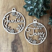 Personalisierter Baumschmuck Mit Name Aus Holz | Weihnachtsdekoration Baumanhänger von Kuekenwald