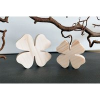 Kleeblatt Holz Natur Glücksbringer Viel Glück - Deko Aus Dekoration Geschenk Glücksklee von KuenstlereiFrauK