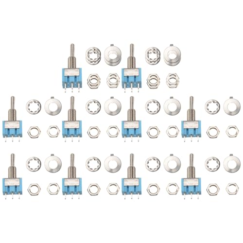 Kueohse 10 StüCke SPDT Mini Kippschalter 3-Pin 2 Position auf/auf Miniatur Kippschalter 6A 125V AC Kippschalter -102 von Kueohse