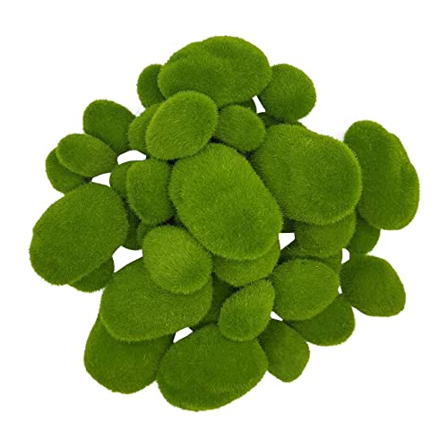 Kueohse 25 StüCk 2 GrößE KüNstliche Moosfelsen Dekorativ, GrüNe Moos Kugeln für Blumen Arrangements, Feen GäRten und Basteln von Kueohse