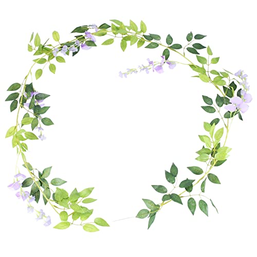 Kueohse 2Pcs 7Ft/Pcs KüNstliche Wisteria Vine, Blumengirlande Wisteria Vine Rattan HäNgende Blumen für Zeremonie im Freien, Lila von Kueohse
