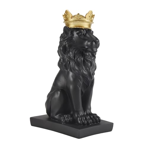 Kueohse Abstrakte Krone LöWe Statue Home Office Bar MäNnlicher LöWe Glaube Harz Skulptur Tierkunst Ornamente - Schwarz Kueohse Abstrakte Krone LöWe Statue Home Office Bar MäNnlicher LöWe Glaube Harz Skulptur Tierkunst Ornamente - Schwarz von Kueohse