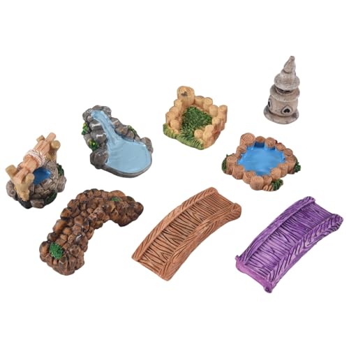 Kueohse Miniatur Teich BrüCke Kit Figuren Miniatur Fee Garten Gnom Moos Terrarium Geschenk DIY Ornament Garten von Kueohse