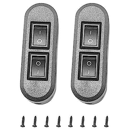Kueohse Schwarzer Duplex-Schalter, Gerader Wippschalter, Geeignet für Dual-Control-Schreibtischlampe von Kueohse