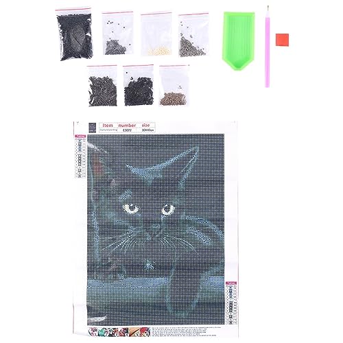 Kueohse Tier Schwarz Katze Diamant Malerei, Runde Diamant Stickerei Kunst Diamant DIY Handarbeit Nette Haustier Puzzle von Kueohse