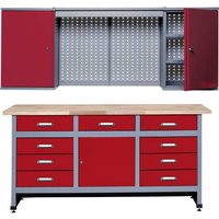 Küpper 70428-2 Sparset Werkbank und Hängeschrank Rot, Silber-Grau von Küpper