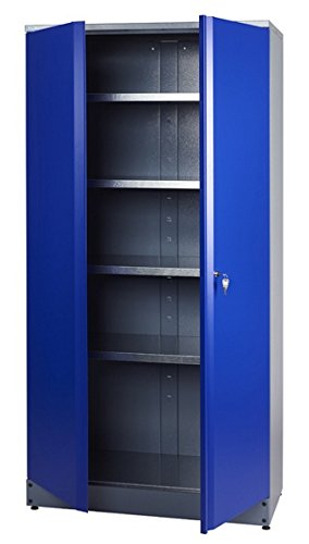 Küpper Hochschrank 70297, ultramarinblau, 91x180x45cm, 4 stabile Fachböden mit je 75 kg Tragkraft, abschließbar von Küpper