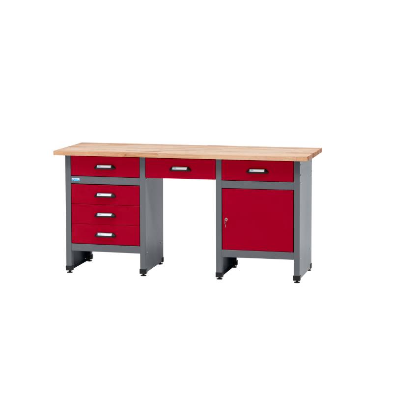 Küpper Werkbank Eintürig mit 6 Schubladen und Sitzraum dunkelrot 170 x 84 x 60 cm von Küpper