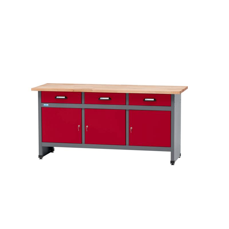 Küpper Werkbank mit 3 Türen und 3 Schubladen dunkelrot 170 x 84 x 60 cm von Küpper