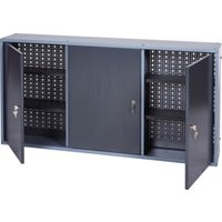 Werkzeugschrank H600xB1200xT200mm silber anth.3 Lochrückwände,3 Türen von Industrial Quality Supplies