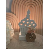 Teelichthalter Mit Austauschbarem Einschieber | Cupcake Kerzenhalter Geburtstag Weiß Tischdeko Deko Geburtstagskuchen von KuestenGeschenke