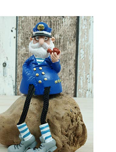 Deko Figur Kantenhocker Kapitän mit Pfeife Moin maritim Seemann 10cm von Küstenambiente