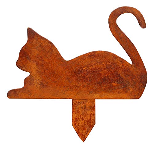 Küstenambiente Beetstecker Katze liegend Edelrost 34 x 34cm Stecker Gartendeko Rost Figur von Küstenambiente