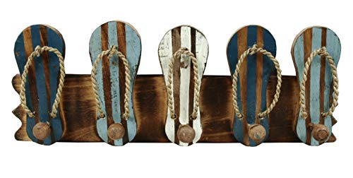 Küstenambiente Maritime Hakenleiste Handtuchhaken Badelatschen Holz 5 Haken (RA) von Küstenambiente