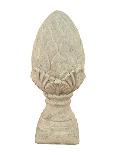 Pinienzapfen auf Sockel grau Zeitlose Gartendeko 33cm Skulptur Gartenfigur Landhausstil von Küstenambiente