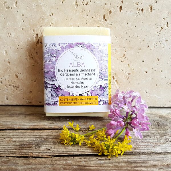 Küstenseifen Manufaktur Bio-Haarseife Alba - Brennessel / Minze für fettiges Haar - Biokosmetik von Küstenseifen Manufaktur