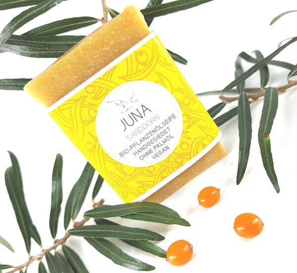 Küstenseifen Manufaktur Juna Bio-Pflanzenöl Seife Sanddorn und Citrus von Küstenseifen Manufaktur