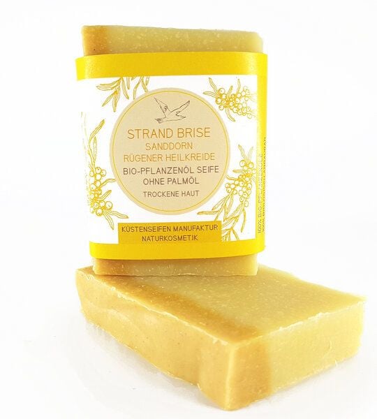 Küstenseifen Manufaktur Strand Brise Bio-Pflanzenöl Seife Sanddorn und Citrus von Küstenseifen Manufaktur