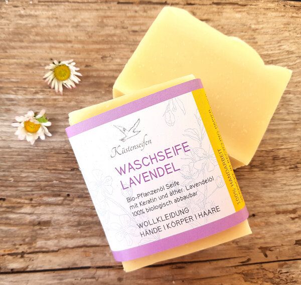 Küstenseifen Manufaktur WOLLWASCHSEIFE / WASCHSEIFE - LAVENDEL & KERATIN von Küstenseifen Manufaktur