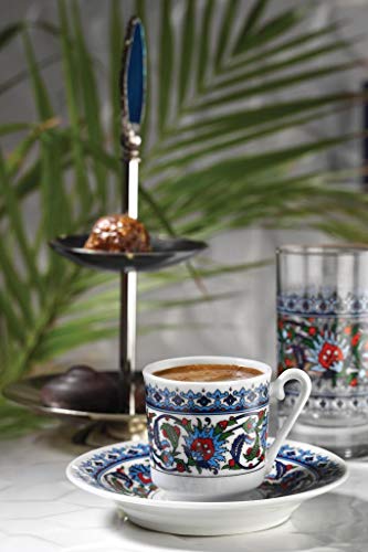 Türkischer Kaffee oder Espressotasse mit Untertasse für 6 Personen (12 Stück) von Kütahya Porselen