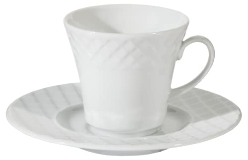 Kütahya Porselen Ekose Türkische Kaffeetassen, Mokkatassen-Set für 6 Personen, 12-tlg, 6 Espressotassen und 6 Untertassen, Mokkatassen, Porzellan, Kaffeeservice von Kütahya