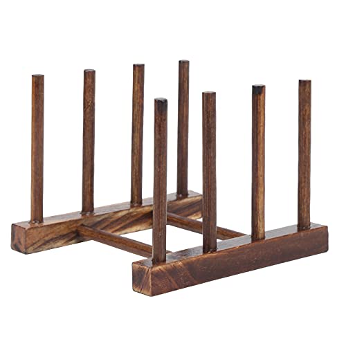 Entatial Abtropfgestell Geschirr, Geschirrabtropfgestell, Faltbare Abtropfgestelle aus Verbundholz, platzsparende Aufbewahrung für Tellern, Untertassen, Tassen(4-Säulen-Holzkohle) von Entatial