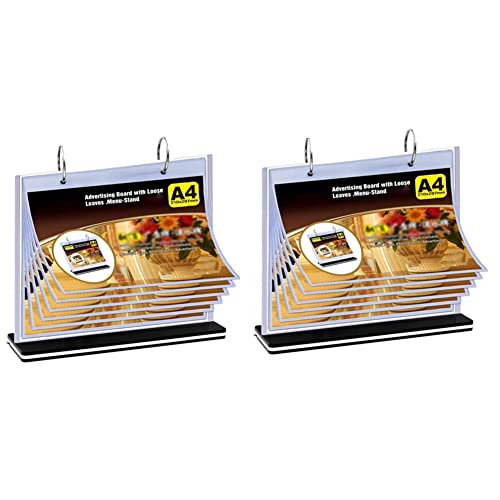 Kufughty 2 x A4 Klapptisch-Menüständer, mehrere Seiten, Kartenständer, Menü-Halter von Kufughty
