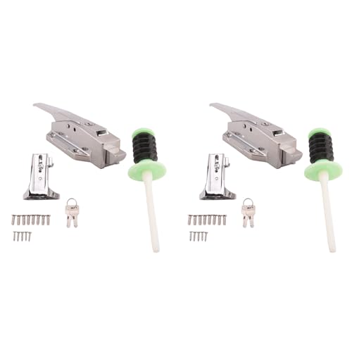 Kufughty 2 x Kühler-Türriegel-Set, Gefrierschrank-Türriegel-Set, mit verstellbarem versetztem Anschlag und Innenentriegelung und Schlüsseln von Kufughty