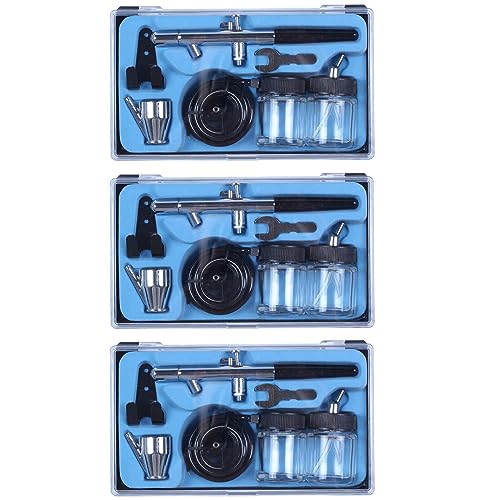 Kufughty 3 x Siphonzufuhr Dual Action 0,35 mm Airbrush-Kit Werkzeug Airbrush mit kompletter Luftröhre mit Doppelbrille von Kufughty