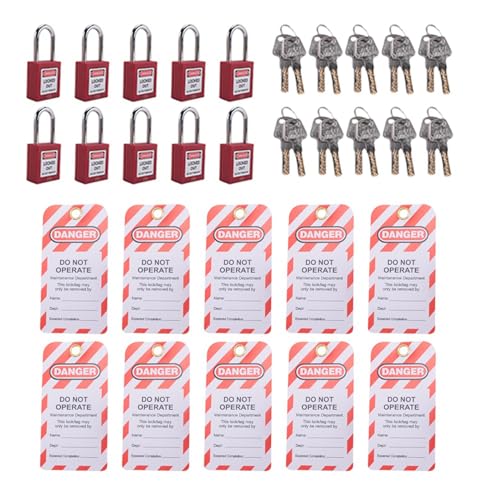 Kufughty Lockout-Tagout-Schloss mit 10 Lock-Out-Tag-Out-Tags, unterschiedlich schließbar, konforme Schlösser (rot, unterschiedlich schließend) von Kufughty