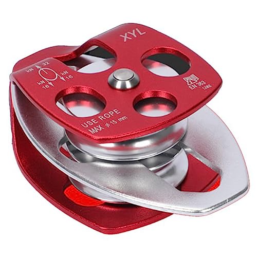 Kufughty Rescue Pulleys Einzel- und Doppelriemenscheiben mit Wackelplatte Koaxial Seitenplatte Doppelrollen Rot von Kufughty