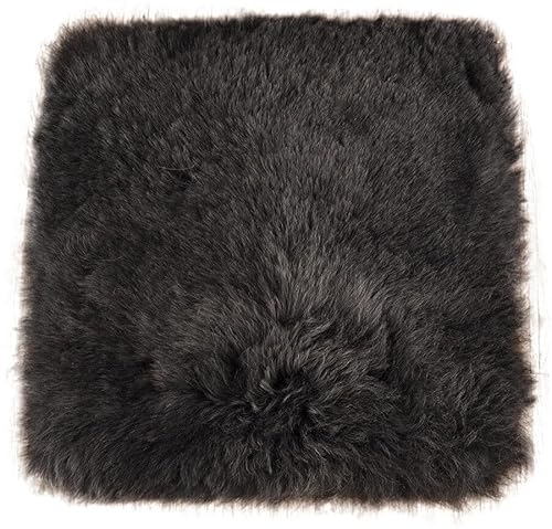 Kuhfelle Online & Nomad Lammfell Sitzauflage Stuhlkissen aus echtem kurzwolligen Lammfell Natur 37 x 37 cm Schaffell Auflage (Dunkelgrau) von Kuhfelle Online & Nomad