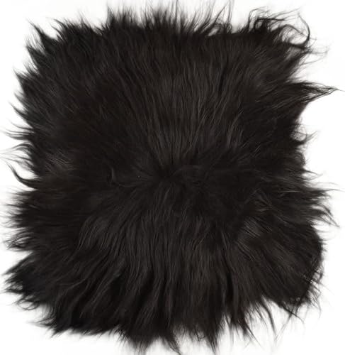 Kuhfelle Online & Nomad Lammfell Sitzauflage schwarz Natur Stuhlkissen aus echtem langwolligen Island Lammfell Natur 37 x 37 cm Schaffell Auflage (schwarz) von Kuhfelle Online & Nomad