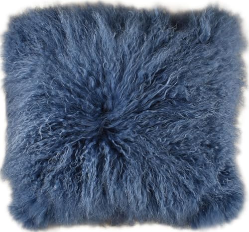 Kuhfelle Online & Nomad Tibet Lammfell Kissenbezug mit weichen Löckchen 50 x 50 cm (Blau) von Kuhfelle Online & Nomad