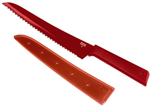 KUHN RIKON Colori+ Brotmesser gezackte Klinge mit Klingenschutz, antihaftbeschichtet, Edelstahl, 32.5 cm, rot KUHN RIKON Colori+ Brotmesser gezackte Klinge mit Klingenschutz, antihaftbeschichtet, Edelstahl, 32.5 cm, rot von KUHN RIKON
