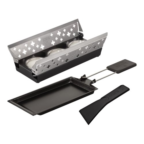 KUHN RIKON Candle Light Mini Schweizerkreuz Raclette Set, silber, Antihaft-Grill-Pfännchen, mit Teelicht von KUHN RIKON