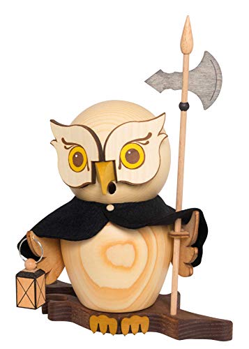 Drechslerei Kuhnert Rauchfigur/Räucherfigur - Eule Nachtwächter aus Massivholz - ca. 15 cm - Made in Germany von Kuhnert